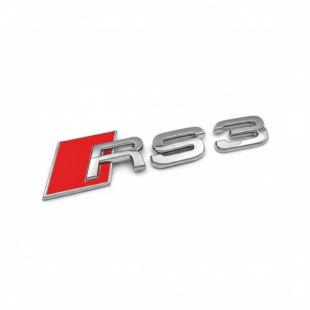 Audi RS3 Rear Trunk Emblem Badge - Chrome Silver