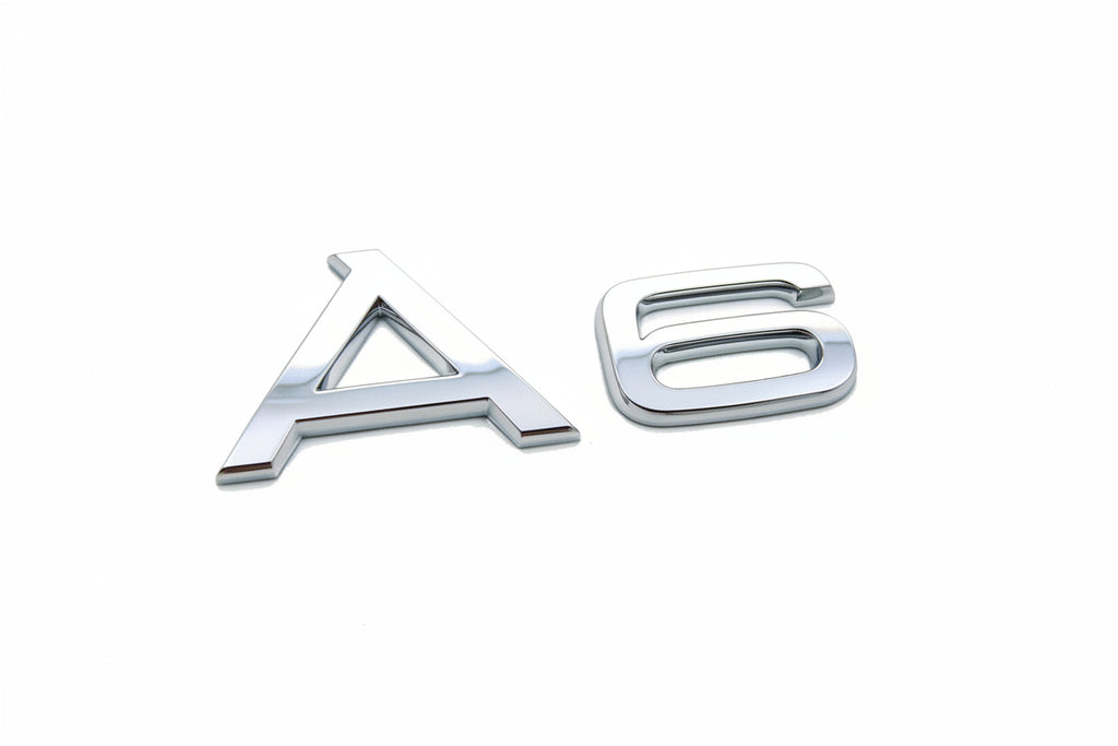 Chrome 'A6' emblem on a light gray background with 'GR Graphics' logo.