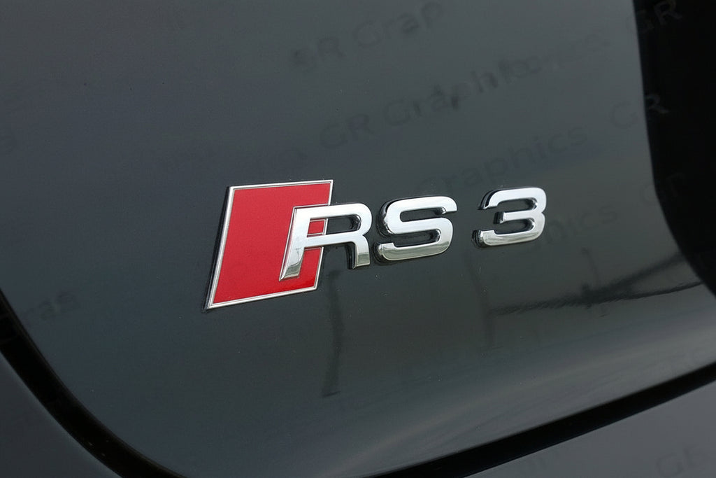 Audi RS3 Rear Trunk Emblem Badge - Chrome Silver