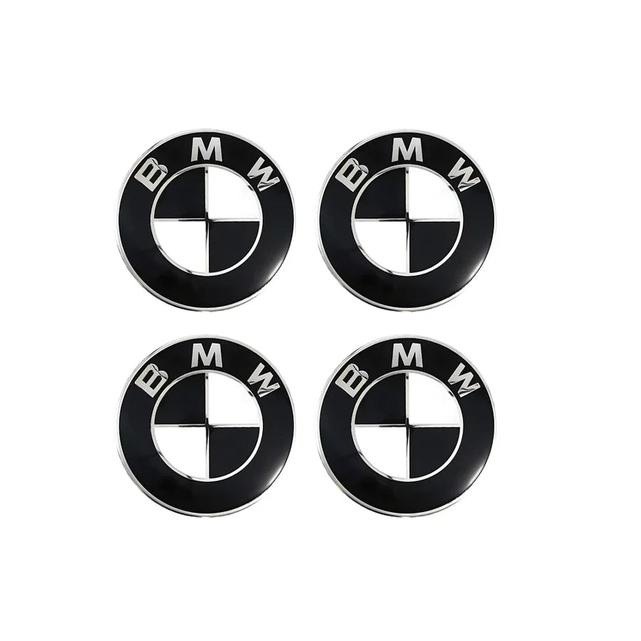 BMW Floating Wheel Centre Caps Set - Classic Black & White