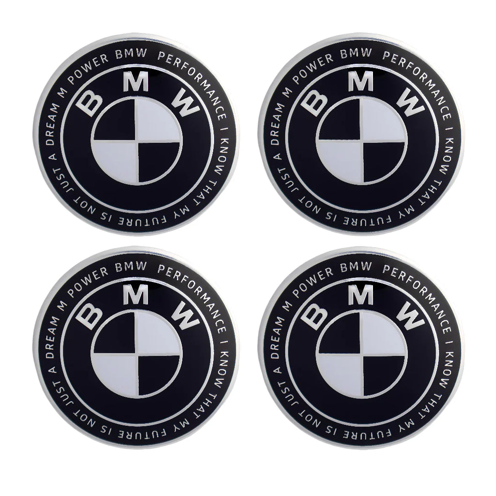 BMW 50TH ANNIVERSARY EMBLEM BADGES - BLACK & WHITE