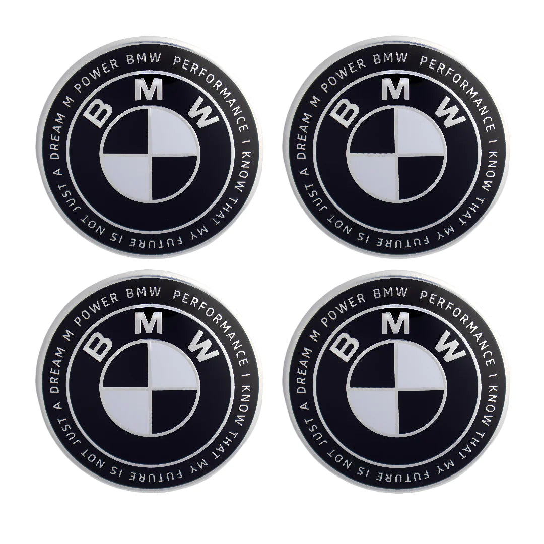 BMW 50TH ANNIVERSARY EMBLEM BADGES - BLACK & WHITE