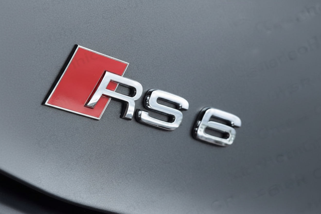 Audi RS6 Rear Trunk Emblem Badge - Chrome Silver