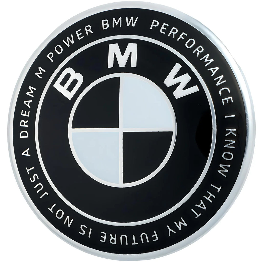 BMW 50TH ANNIVERSARY EMBLEM BADGES - BLACK & WHITE