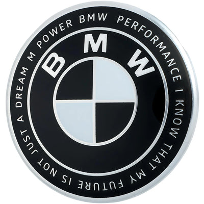 BMW 50TH ANNIVERSARY EMBLEM BADGES - BLACK & WHITE