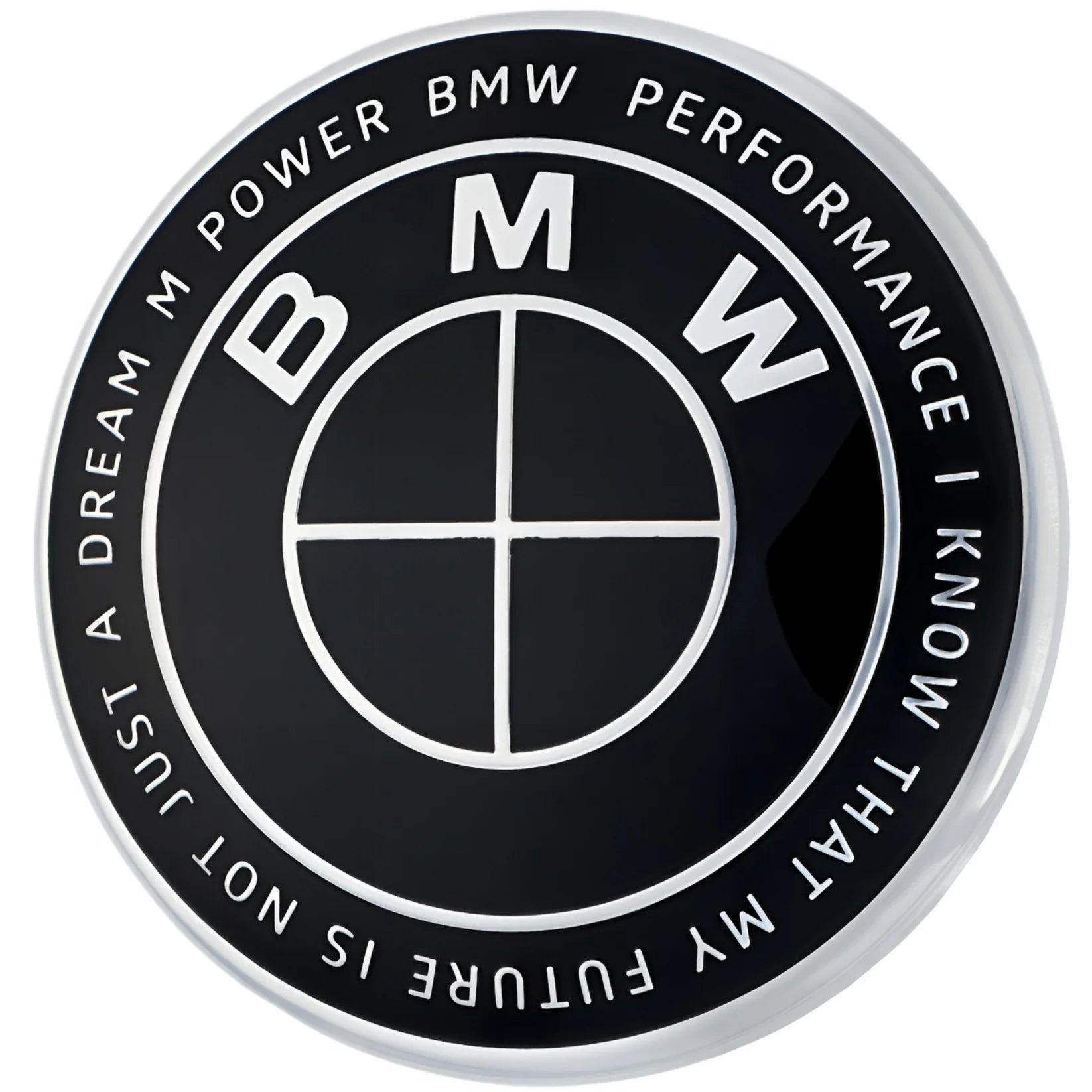BMW 50TH ANNIVERSARY EMBLEM BADGE - FULL BLACK
