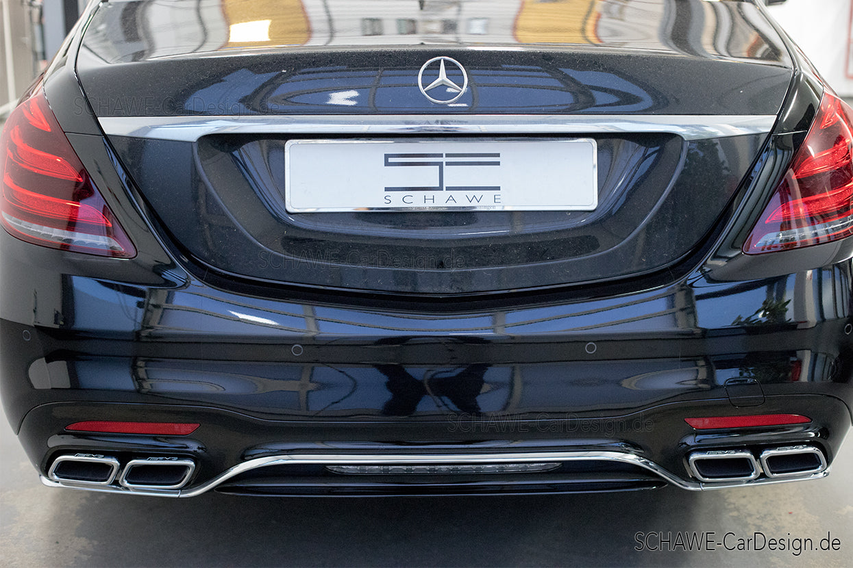 S63 AMG W222 2018–2020 Quad Exhaust Tips · Chrome