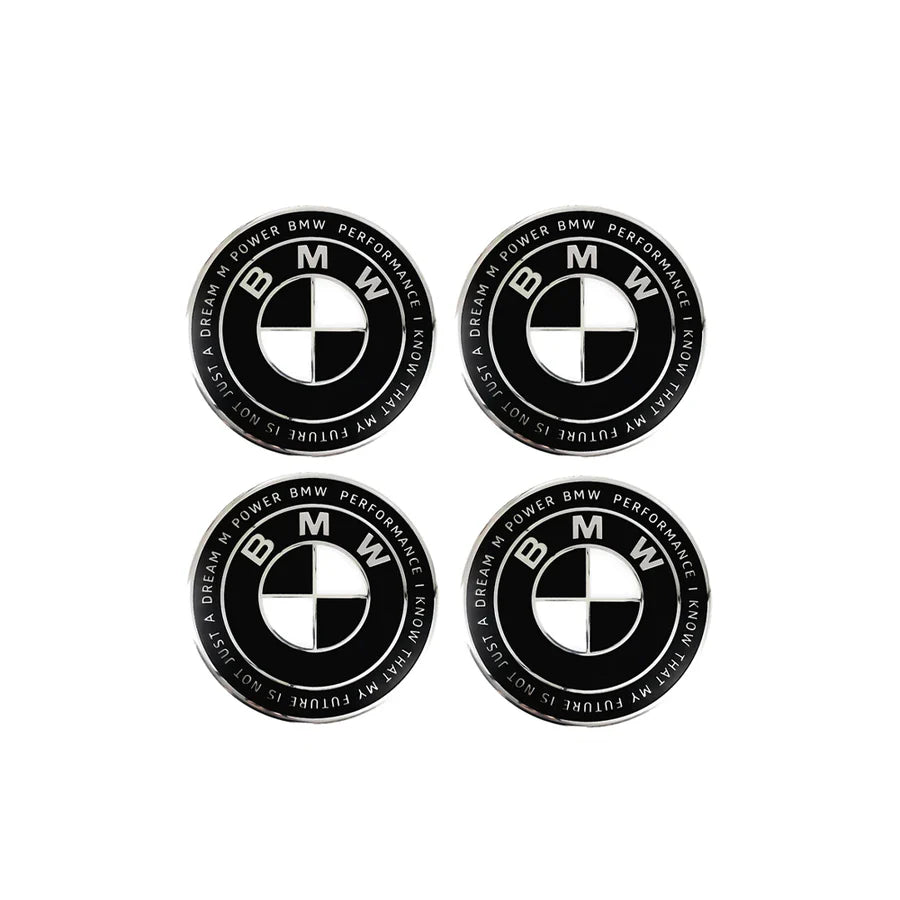 BMW Floating Wheel Centre Cap Set - 50th Anniversary Black & White