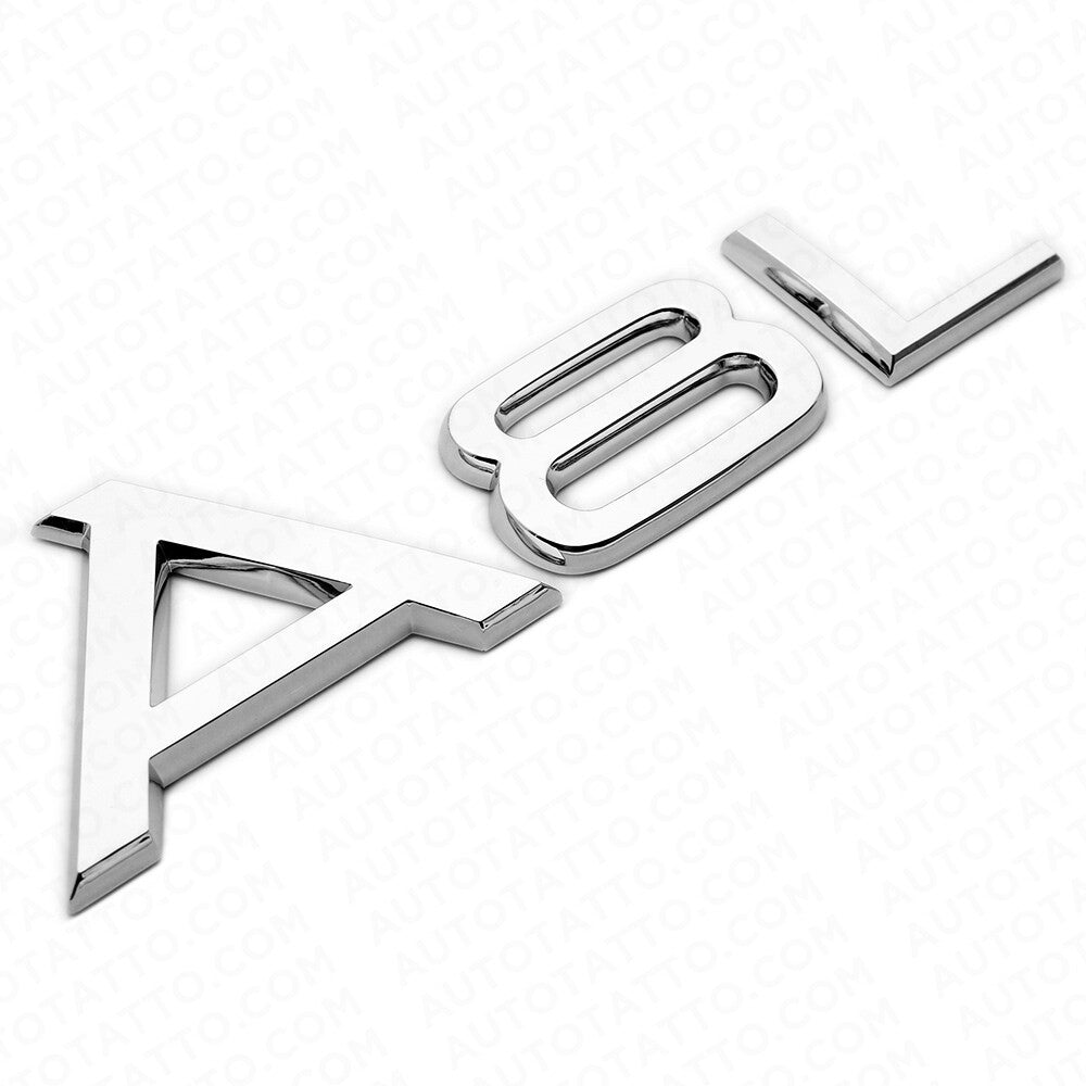 Audi A8 L Rear Trunk Emblem Badge - Chrome Silver
