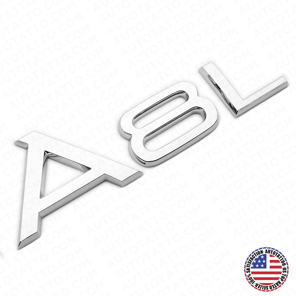 Audi A8 L Rear Trunk Emblem Badge - Chrome Silver