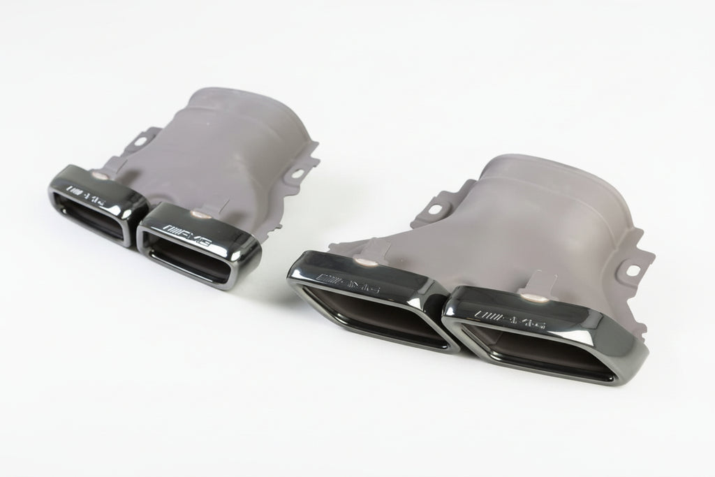 E63 AMG W213 2017–2020 Quad Exhaust Tips · Chrome