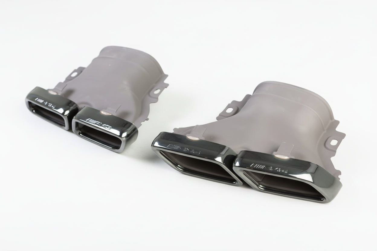 E63 AMG W213 2017–2020 Quad Exhaust Tips · Chrome