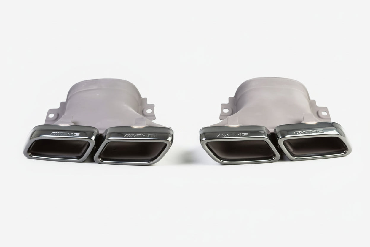 E63 AMG W213 2017–2020 Quad Exhaust Tips · Chrome
