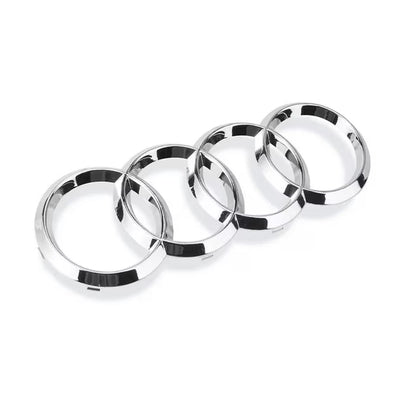 Audi Chrome four-ring logo on a white background