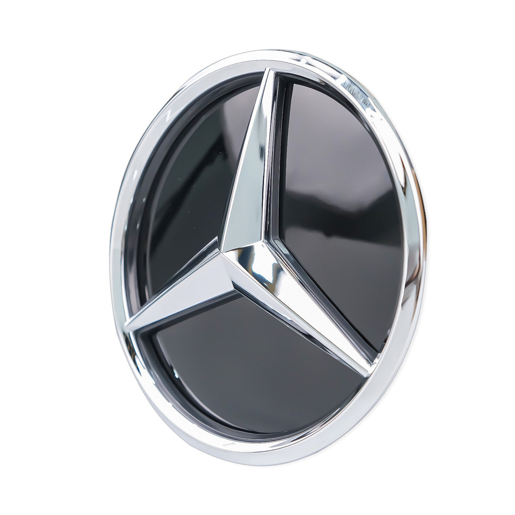 Mercedes Benz Front Grille Logo Emblem Badge - Silver on Chrome (3D Mirror)