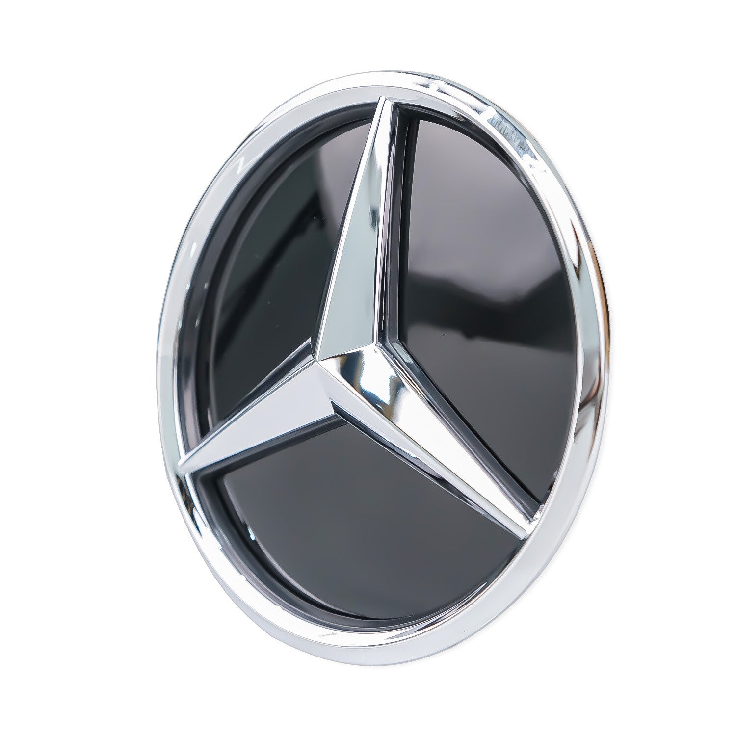 Mercedes Benz Front Grille Logo Emblem Badge - Silver on Chrome (3D Mirror)
