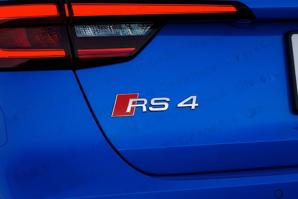 Audi RS4 Rear Trunk Emblem Badge - Chrome Silver