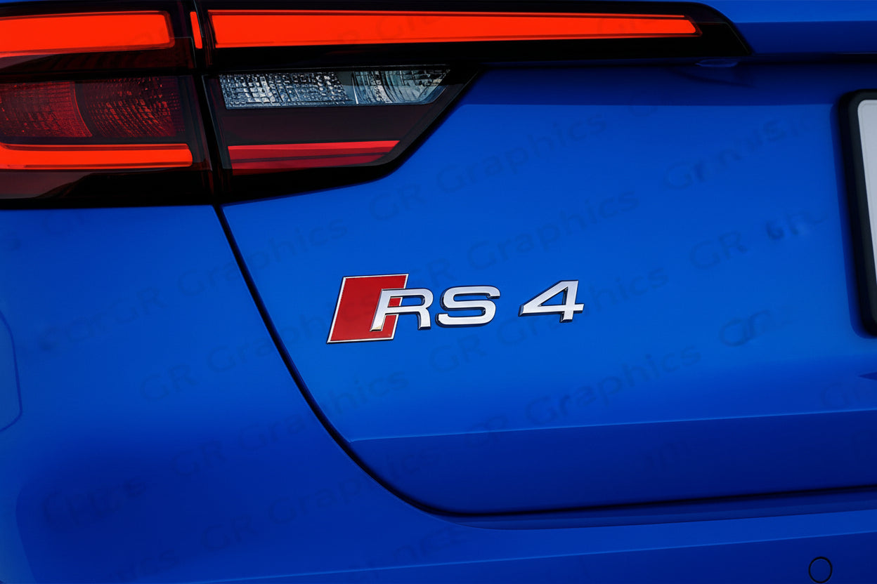 Audi RS4 Rear Trunk Emblem Badge - Chrome Silver
