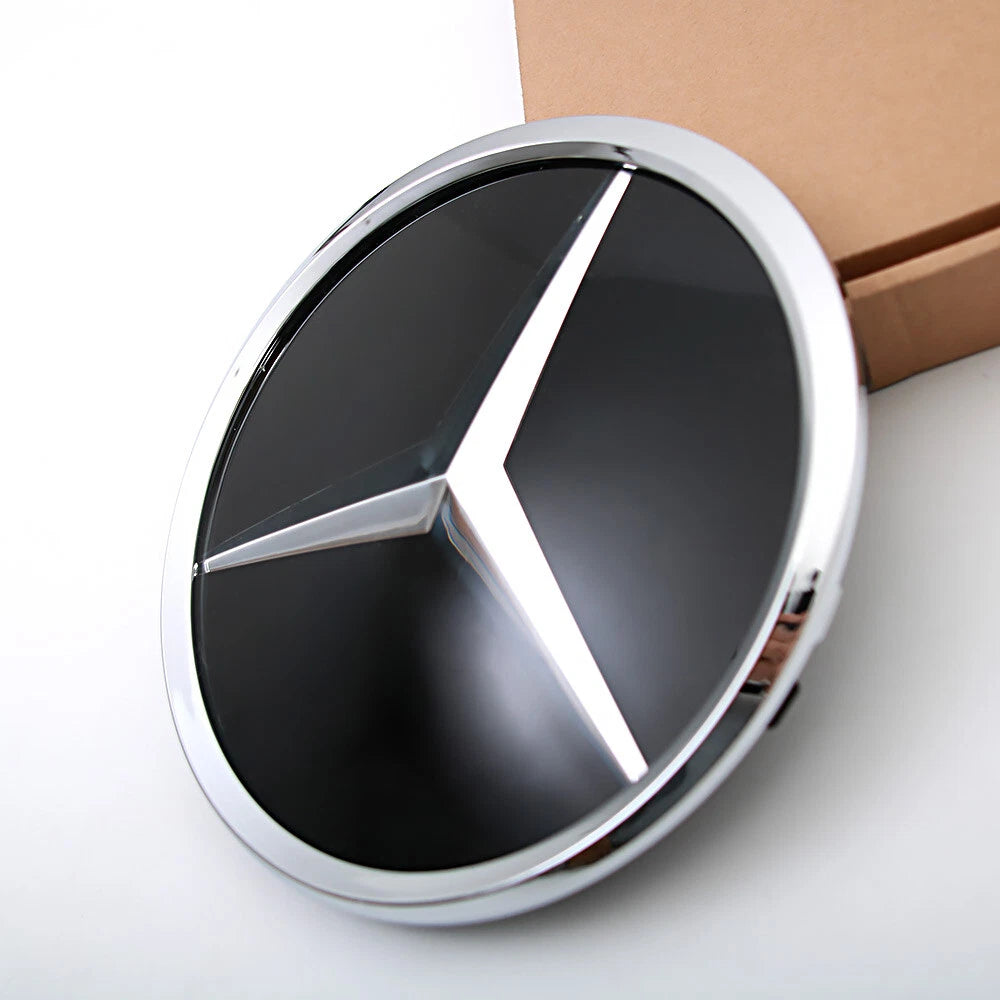 Mercedes Benz Front Grille Logo Emblem Badge - Silver on Chrome (Mirror)