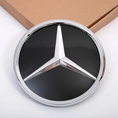 Mercedes Benz Front Grille Logo Emblem Badge - Silver on Chrome (Mirror)