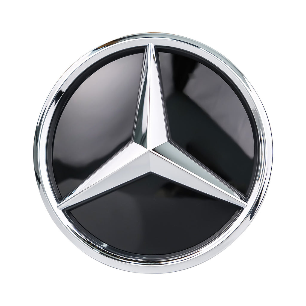 Mercedes Benz Front Grille Logo Emblem Badge - Silver on Chrome (3D Mirror)
