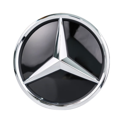 Mercedes Benz Front Grille Logo Emblem Badge - Silver on Chrome (3D Mirror)