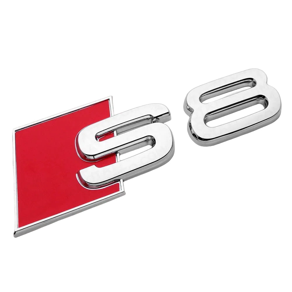 Audi S8 Rear Trunk Emblem Badge - Chrome Silver