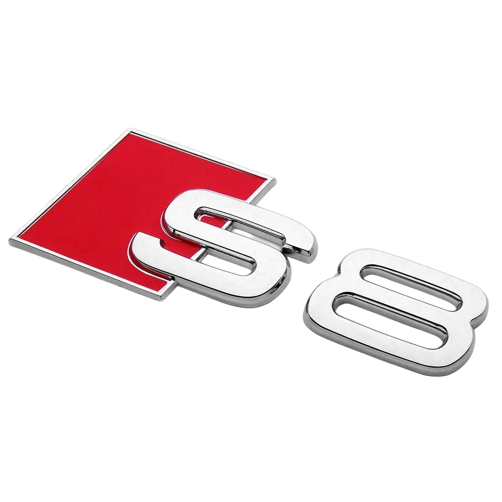 Audi S8 Rear Trunk Emblem Badge - Chrome Silver