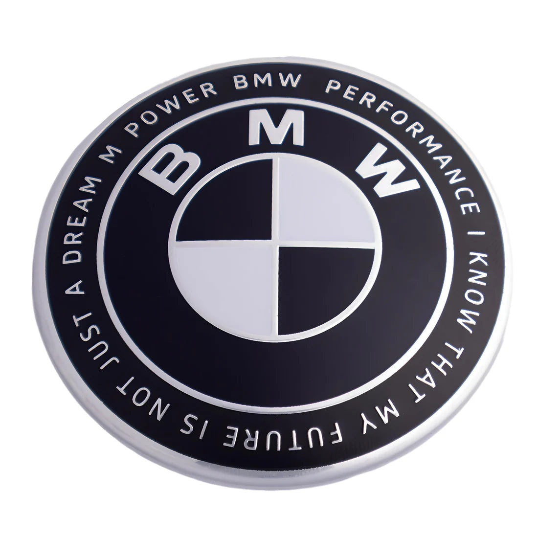 BMW 50TH ANNIVERSARY EMBLEM BADGES - BLACK & WHITE